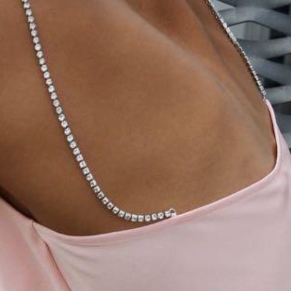 ZARA PINK SATIN COWL NECK CAMI TOP WITH RHINESTONE STRAPS - Picture 8 of 10